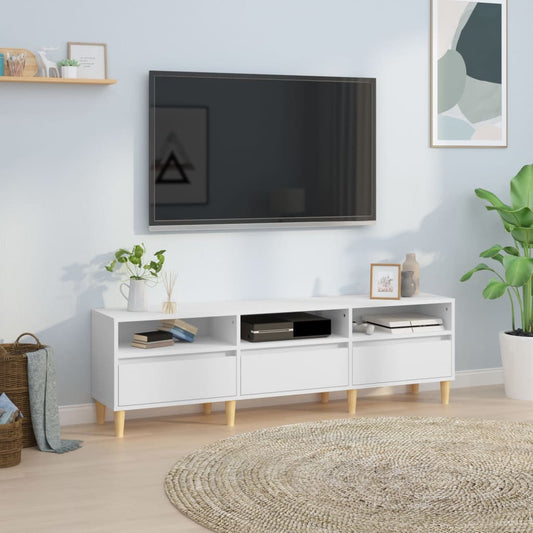 Stijlvol Tv-meubel van bewerkt hout in wit - 150x30x44,5 cm Tv-meubels | Creëer jouw Trendy Thuis | Gratis bezorgd & Retour | Trendy.nl