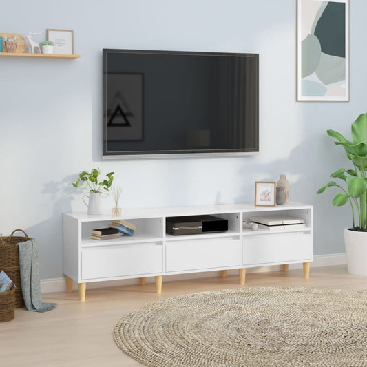 Luxe hoogglans wit tv-meubel van bewerkt hout - afmetingen 150x30x44,5 cm Tv-meubels | Creëer jouw Trendy Thuis | Gratis bezorgd & Retour | Trendy.nl