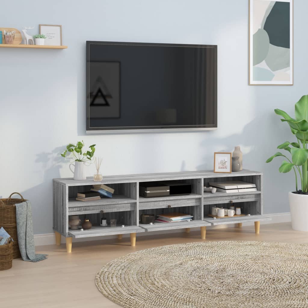 Stijlvol grijs sonoma eikenkleurig tv-meubel van bewerkt hout - Afmetingen 150x30x44,5 cm Tv-meubels | Creëer jouw Trendy Thuis | Gratis bezorgd & Retour | Trendy.nl