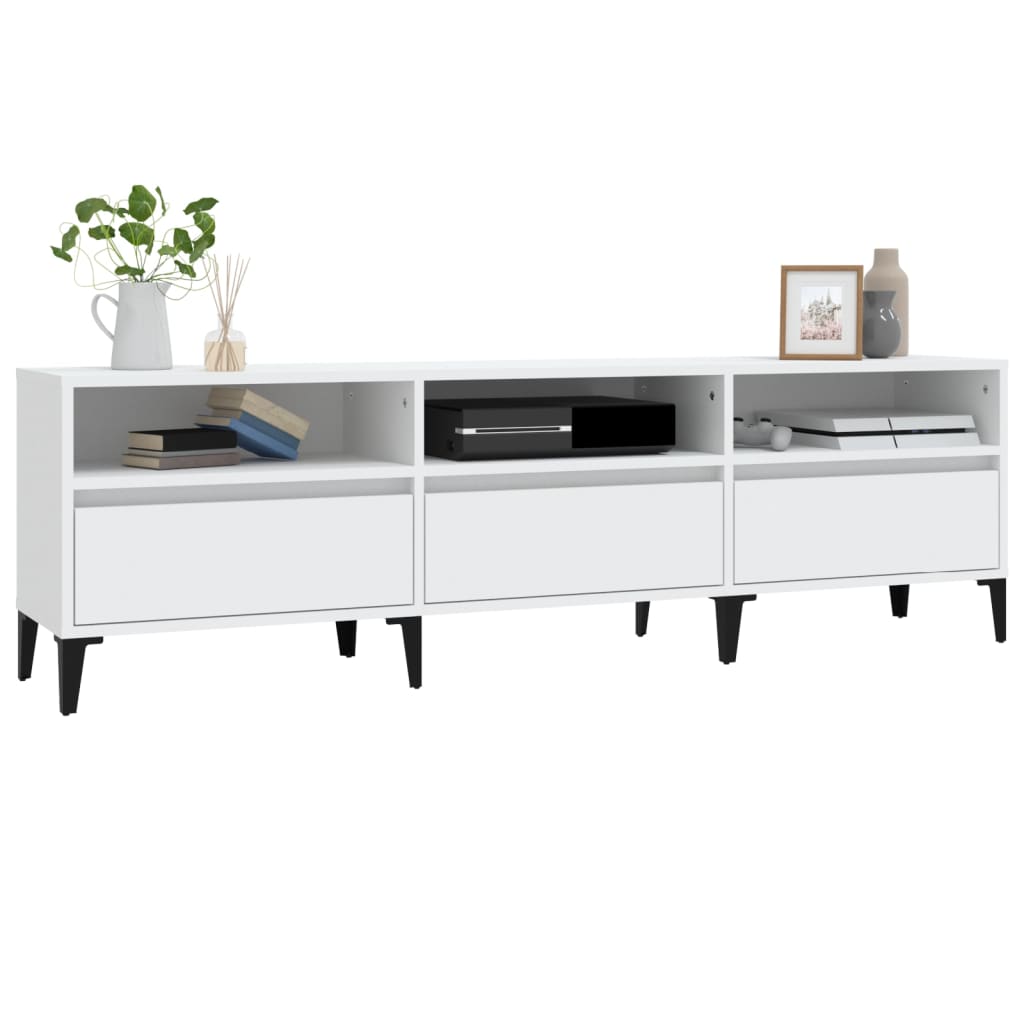 Stijlvol wit tv-meubel van bewerkt hout - 150x30x44,5 cm Tv-meubels | Creëer jouw Trendy Thuis | Gratis bezorgd & Retour | Trendy.nl