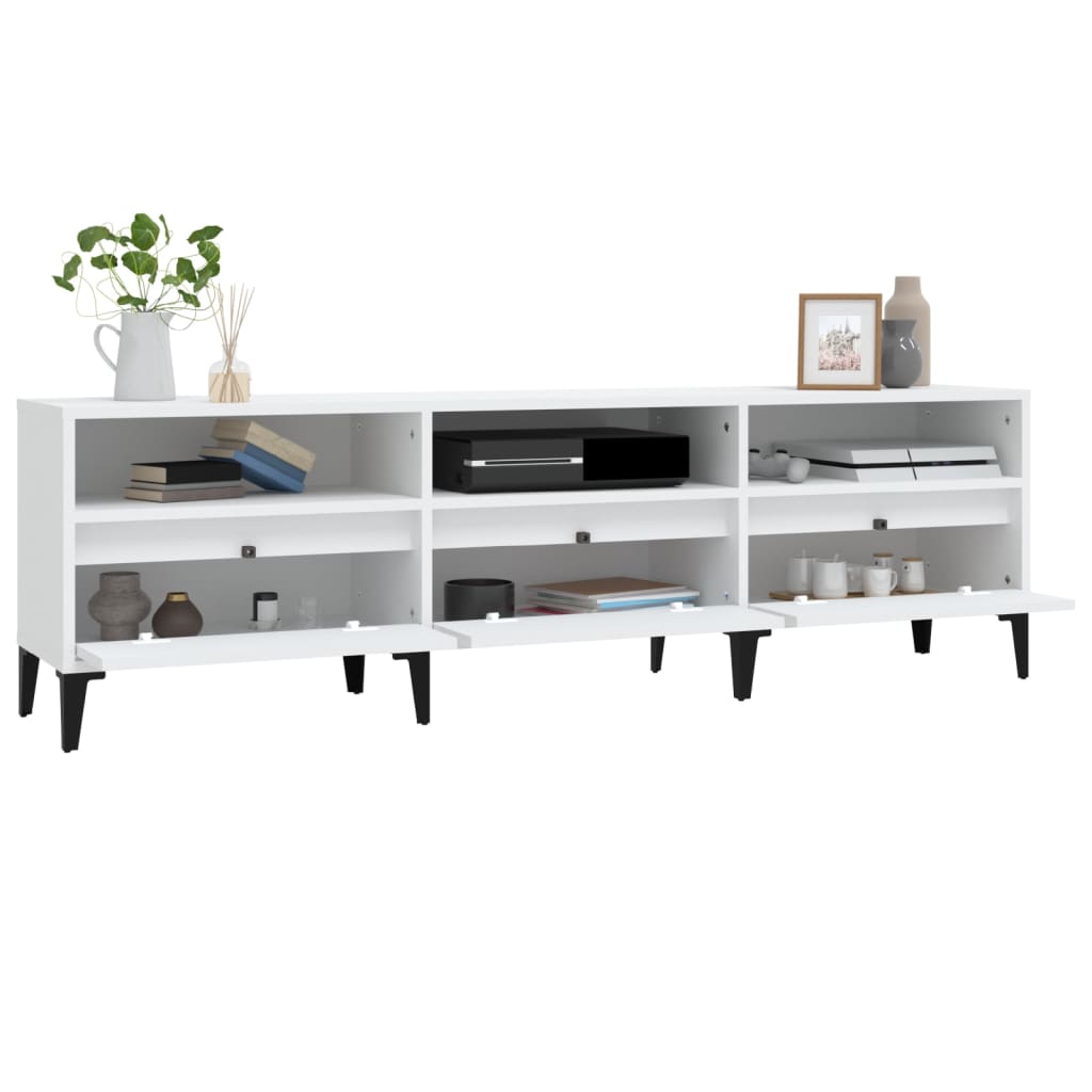 Stijlvol wit tv-meubel van bewerkt hout - 150x30x44,5 cm Tv-meubels | Creëer jouw Trendy Thuis | Gratis bezorgd & Retour | Trendy.nl