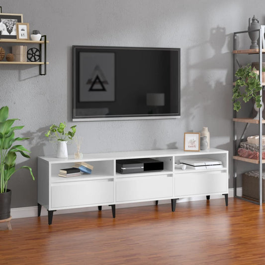 Modern tv-meubel van bewerkt hout in hoogglans wit - 150x30x44,5 cm Tv-meubels | Creëer jouw Trendy Thuis | Gratis bezorgd & Retour | Trendy.nl