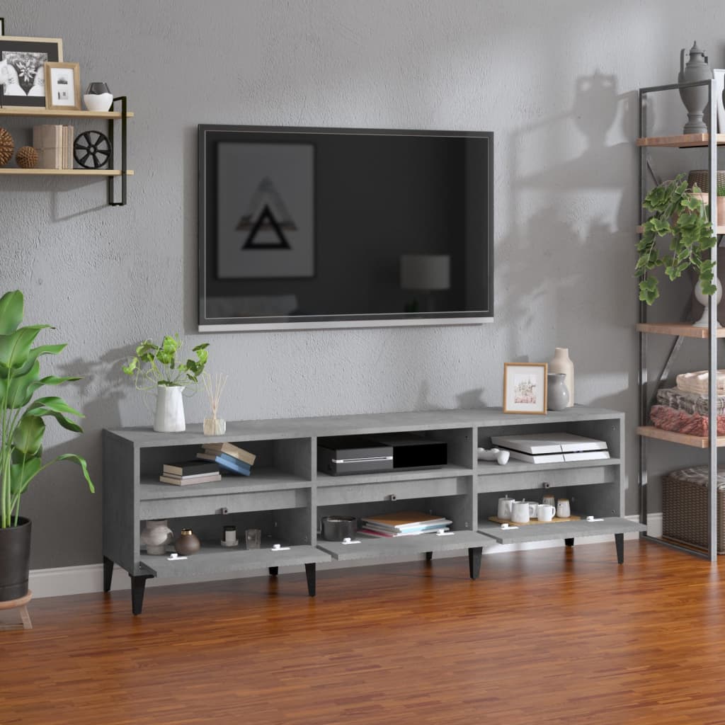 Stijlvol bewerkt houten tv-meubel - 150x30x44,5 cm - betongrijs Tv-meubels | Creëer jouw Trendy Thuis | Gratis bezorgd & Retour | Trendy.nl
