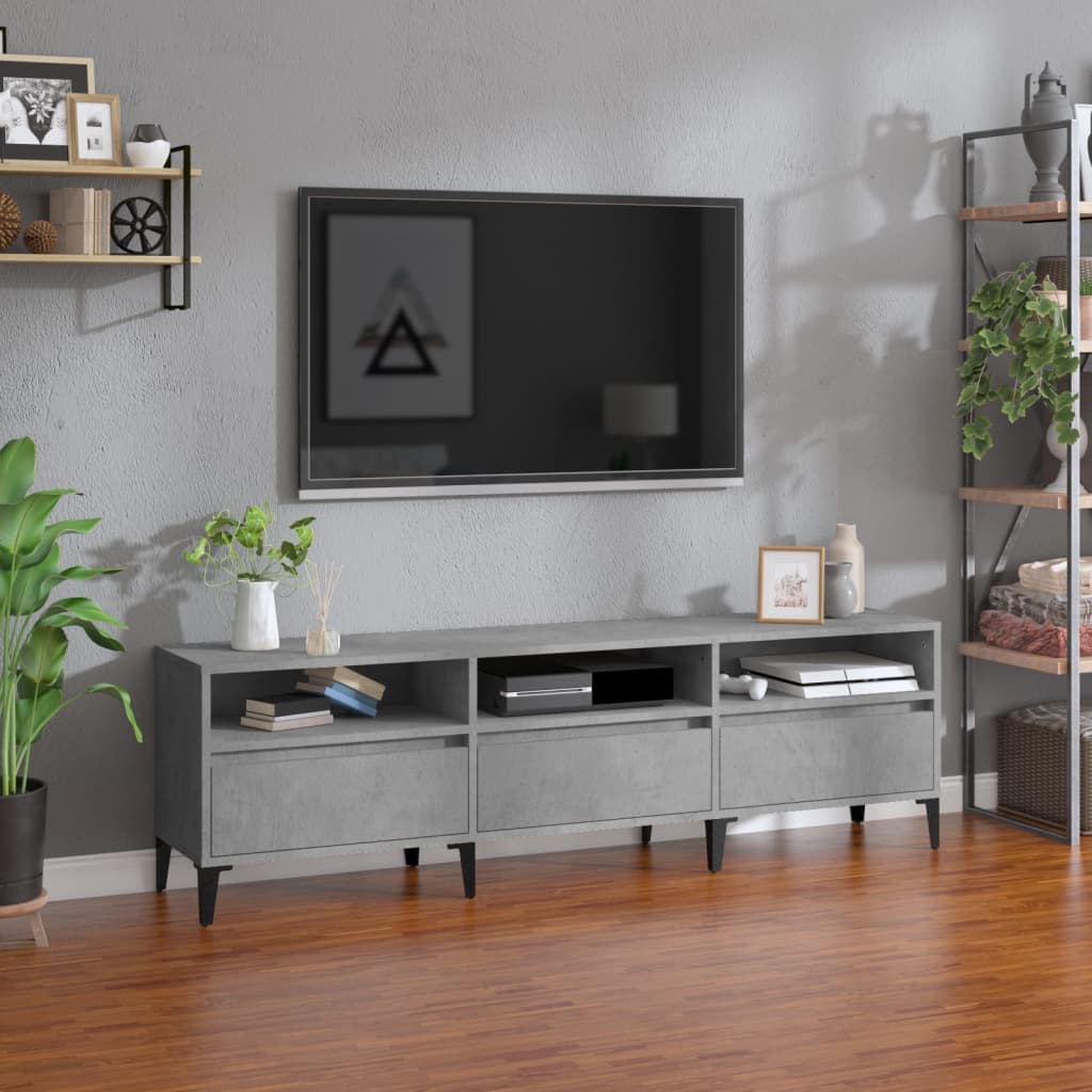 Stijlvol bewerkt houten tv-meubel - 150x30x44,5 cm - betongrijs Tv-meubels | Creëer jouw Trendy Thuis | Gratis bezorgd & Retour | Trendy.nl