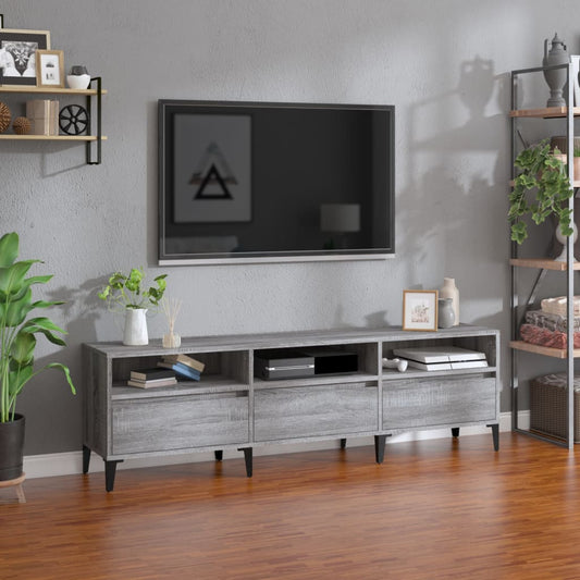 Grijze Sonoma eikenkleurige tv-kast van bewerkt hout - 150x30x44,5 cm Tv-meubels | Creëer jouw Trendy Thuis | Gratis bezorgd & Retour | Trendy.nl