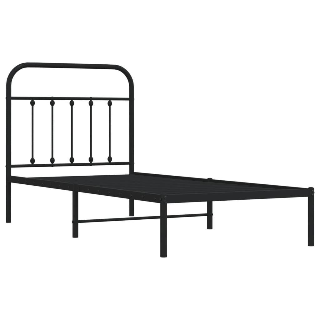 Bedframe met hoofdbord metaal zwart 90x190 cm Bedden & bedframes | Creëer jouw Trendy Thuis | Gratis bezorgd & Retour | Trendy.nl