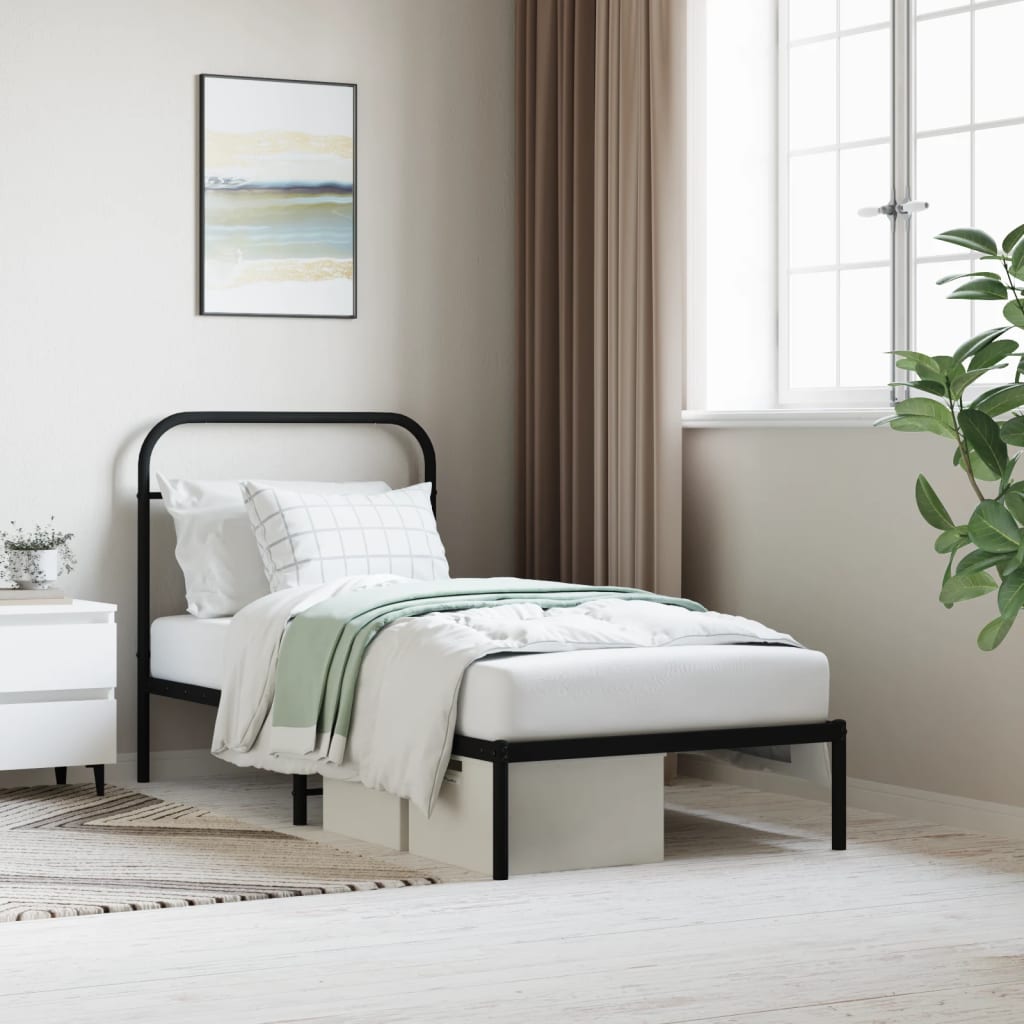 Bedframe met hoofdbord metaal zwart 90x190 cm Bedden & bedframes | Creëer jouw Trendy Thuis | Gratis bezorgd & Retour | Trendy.nl