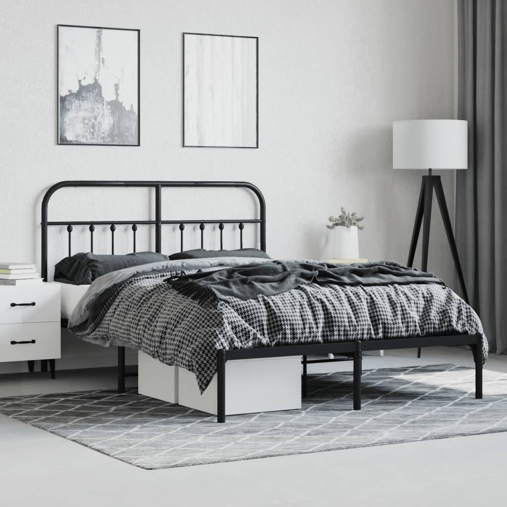 Bedframe met hoofdbord metaal zwart 140x200 cm Bedden & bedframes | Creëer jouw Trendy Thuis | Gratis bezorgd & Retour | Trendy.nl