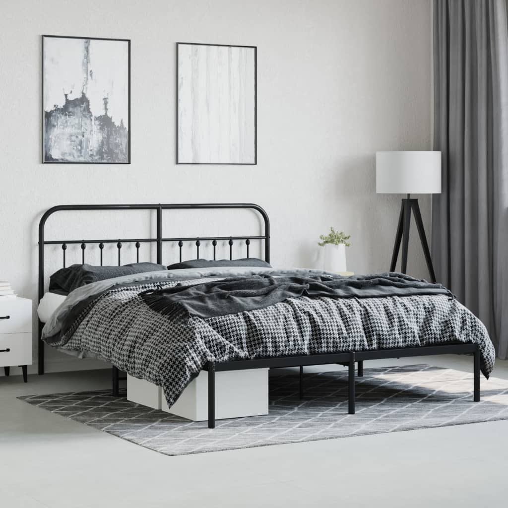 Bedframe met hoofdbord metaal zwart 180x200 cm Bedden & bedframes | Creëer jouw Trendy Thuis | Gratis bezorgd & Retour | Trendy.nl