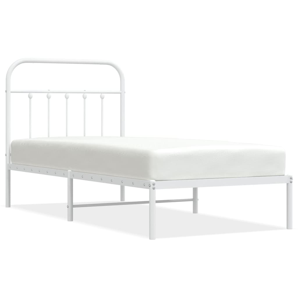 Bedframe met hoofdbord metaal wit 90x190 cm Bedden & bedframes | Creëer jouw Trendy Thuis | Gratis bezorgd & Retour | Trendy.nl