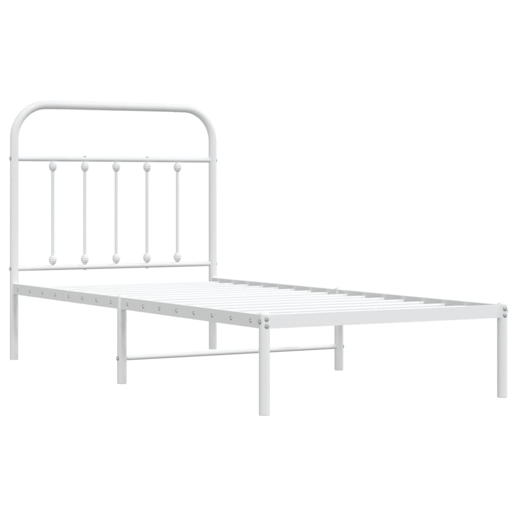 Bedframe met hoofdbord metaal wit 90x190 cm Bedden & bedframes | Creëer jouw Trendy Thuis | Gratis bezorgd & Retour | Trendy.nl