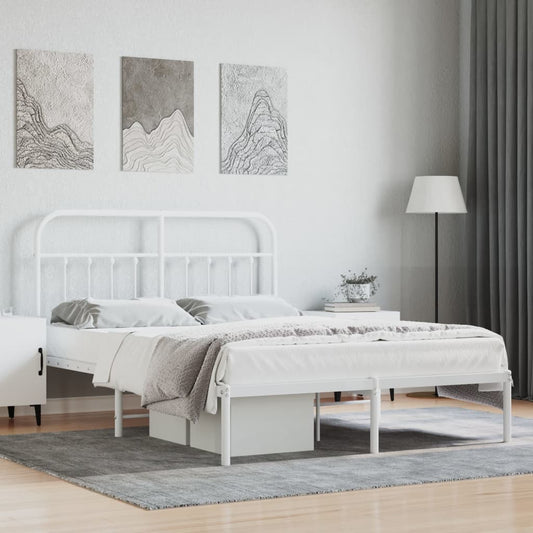 Bedframe met hoofdbord metaal wit 140x190 cm Bedden & bedframes | Creëer jouw Trendy Thuis | Gratis bezorgd & Retour | Trendy.nl
