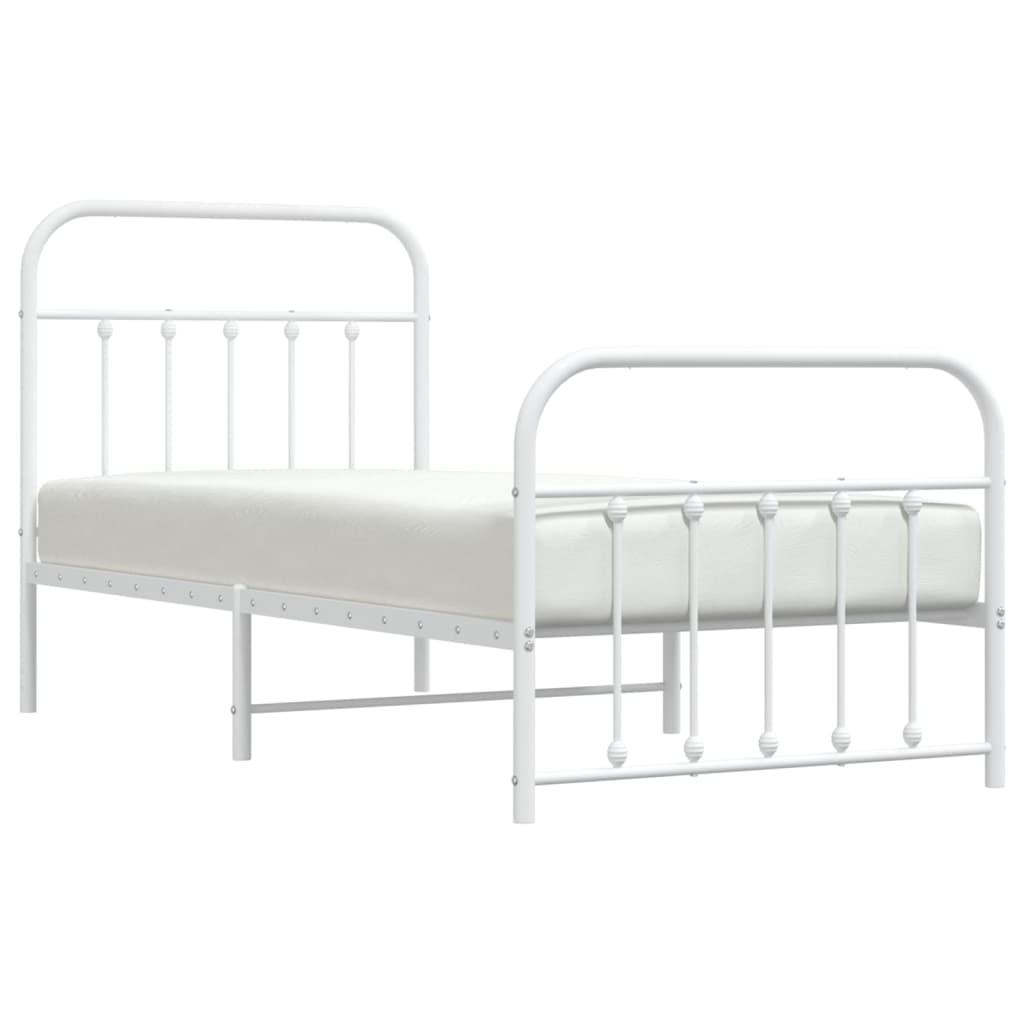 Bedframe met hoofd- en voeteneinde metaal wit 90x190 cm Bedden & bedframes | Creëer jouw Trendy Thuis | Gratis bezorgd & Retour | Trendy.nl