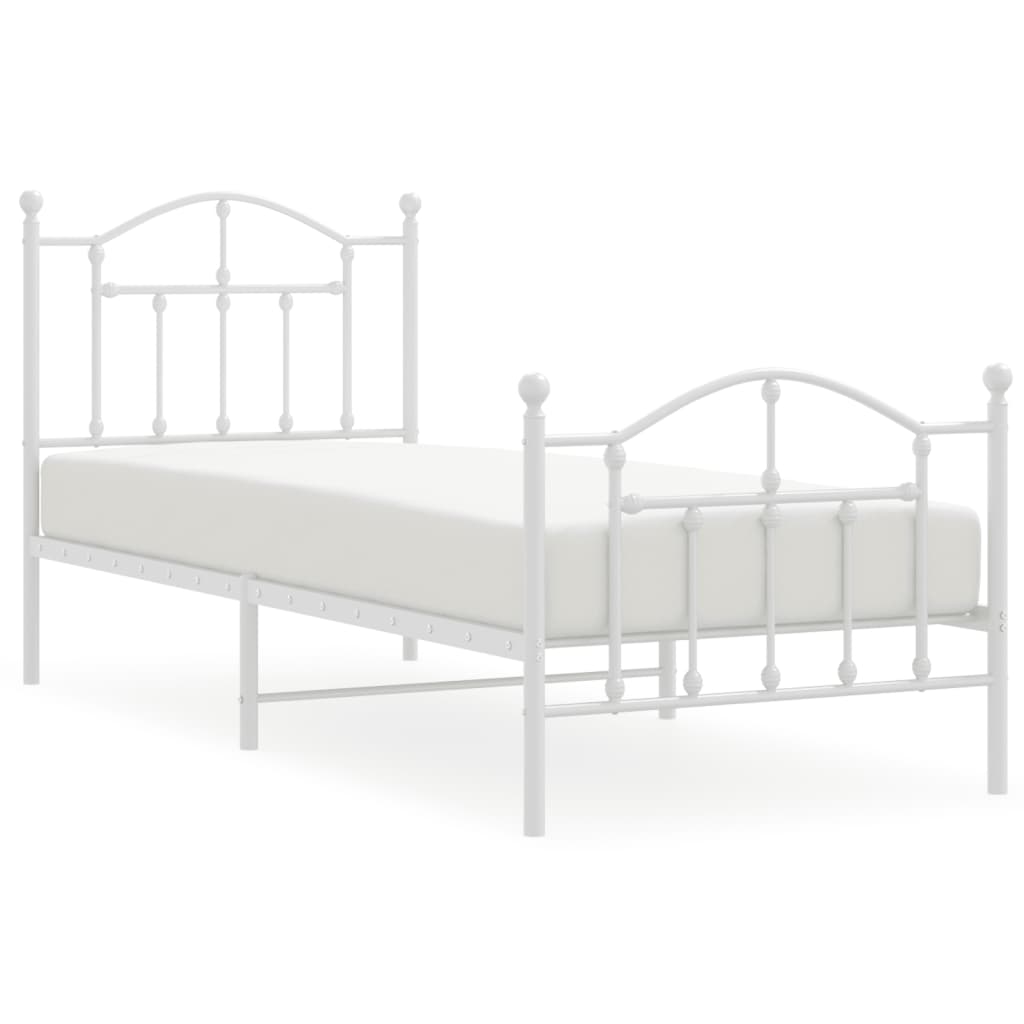 Bedframe met hoofd- en voeteneinde metaal wit 90x190 cm Bedden & bedframes | Creëer jouw Trendy Thuis | Gratis bezorgd & Retour | Trendy.nl