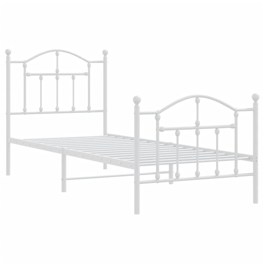 Bedframe met hoofd- en voeteneinde metaal wit 90x190 cm Bedden & bedframes | Creëer jouw Trendy Thuis | Gratis bezorgd & Retour | Trendy.nl