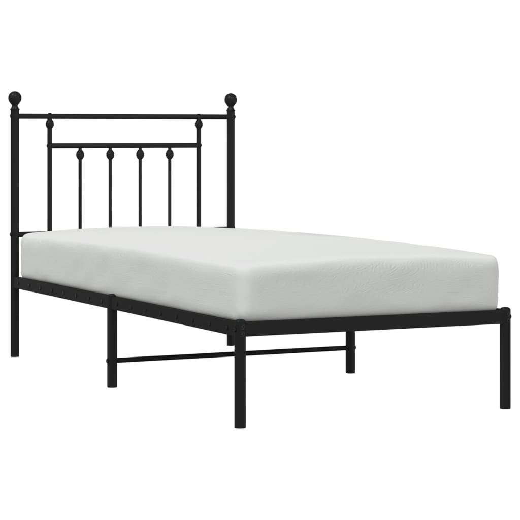 Bedframe met hoofdbord metaal zwart 90x190 cm Bedden & bedframes | Creëer jouw Trendy Thuis | Gratis bezorgd & Retour | Trendy.nl