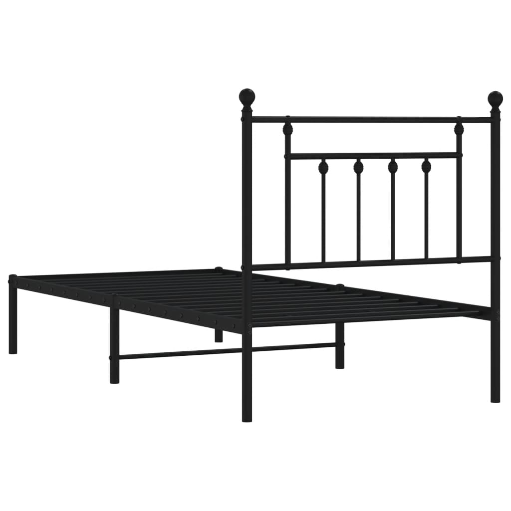 Bedframe met hoofdbord metaal zwart 90x190 cm Bedden & bedframes | Creëer jouw Trendy Thuis | Gratis bezorgd & Retour | Trendy.nl