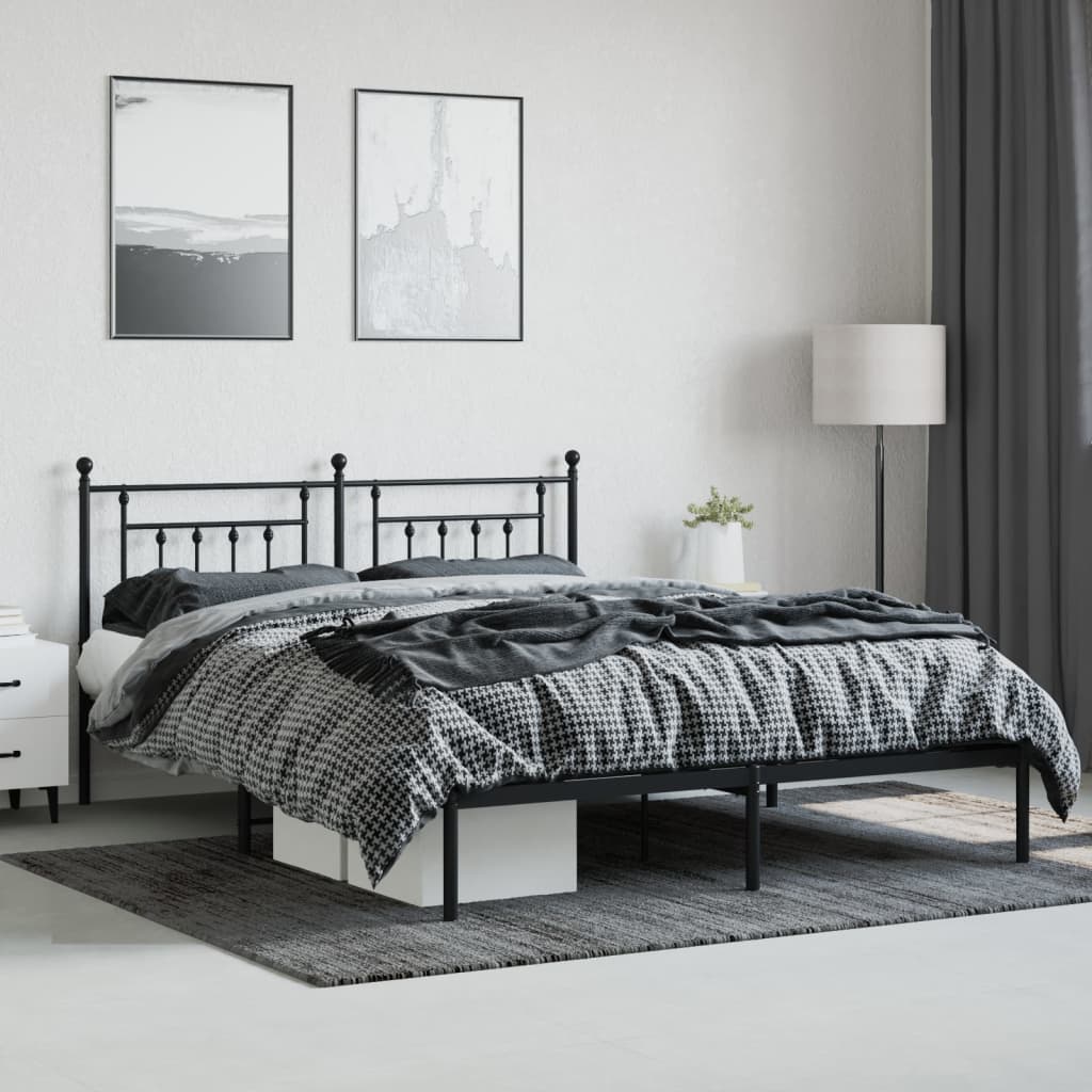 Bedframe met hoofdbord metaal zwart 180x200 cm Bedden & bedframes | Creëer jouw Trendy Thuis | Gratis bezorgd & Retour | Trendy.nl