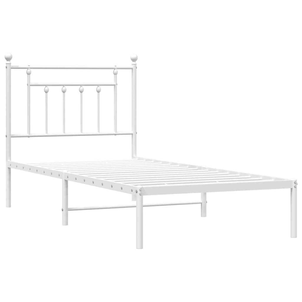 Bedframe met hoofdbord metaal wit 90x190 cm Bedden & bedframes | Creëer jouw Trendy Thuis | Gratis bezorgd & Retour | Trendy.nl