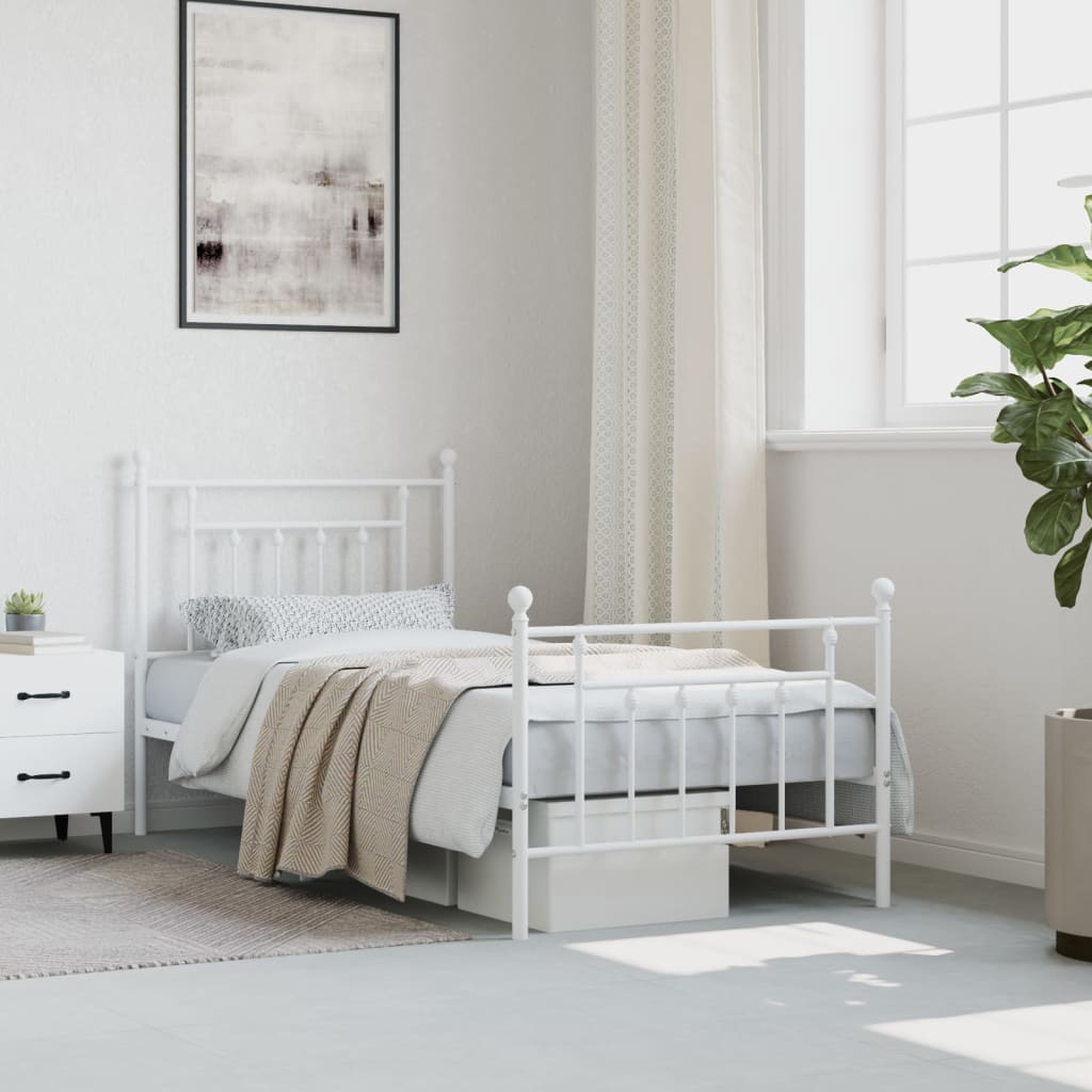 Bedframe met hoofd- en voeteneinde metaal wit 90x190 cm Bedden & bedframes | Creëer jouw Trendy Thuis | Gratis bezorgd & Retour | Trendy.nl