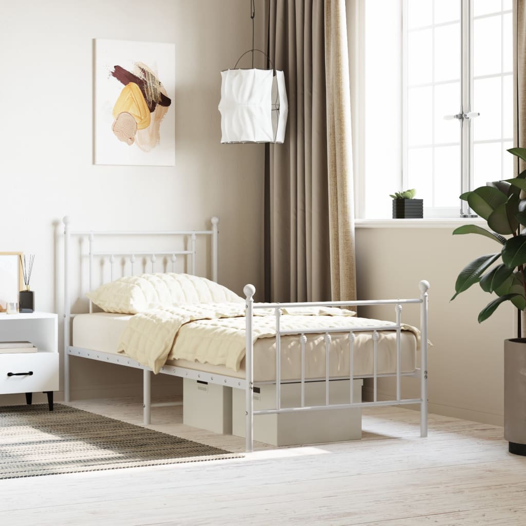 Bedframe met hoofd- en voeteneinde metaal wit 90x190 cm Bedden & bedframes | Creëer jouw Trendy Thuis | Gratis bezorgd & Retour | Trendy.nl