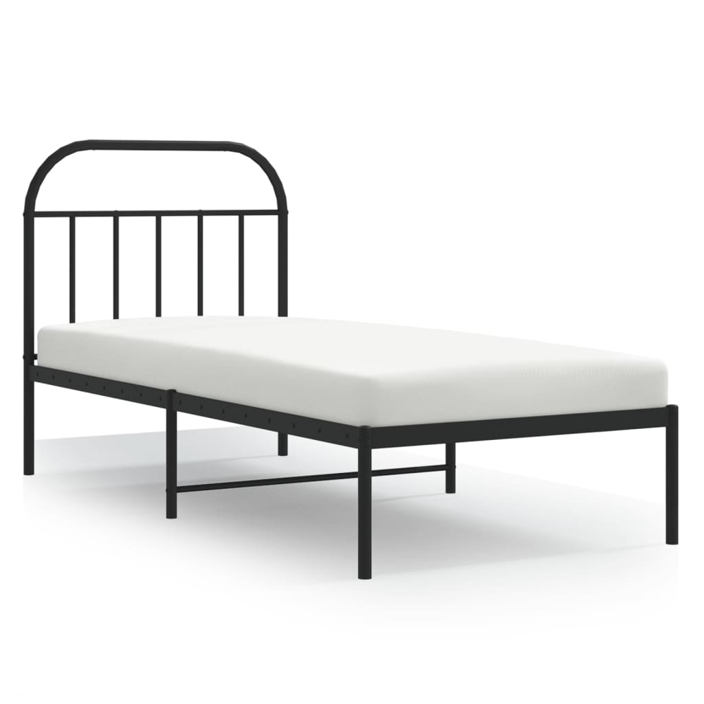 Bedframe met hoofdbord metaal zwart 90x190 cm Bedden & bedframes | Creëer jouw Trendy Thuis | Gratis bezorgd & Retour | Trendy.nl