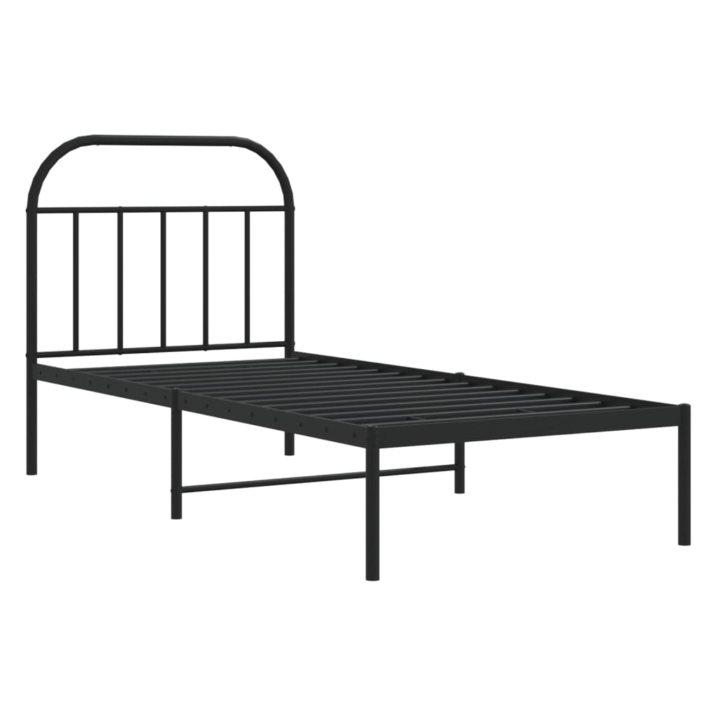 Bedframe met hoofdbord metaal zwart 90x190 cm Bedden & bedframes | Creëer jouw Trendy Thuis | Gratis bezorgd & Retour | Trendy.nl