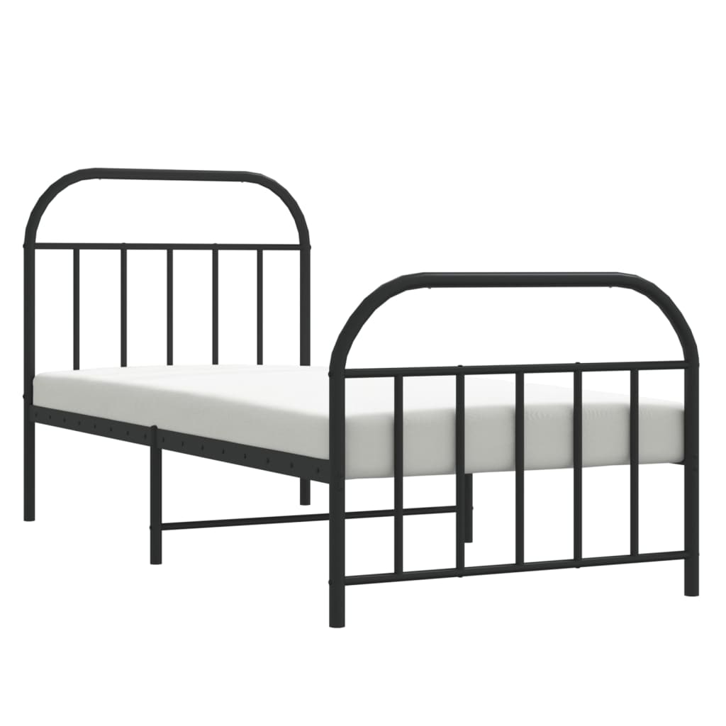 Bedframe met hoofd- en voeteneinde metaal zwart 90x190 cm Bedden & bedframes | Creëer jouw Trendy Thuis | Gratis bezorgd & Retour | Trendy.nl