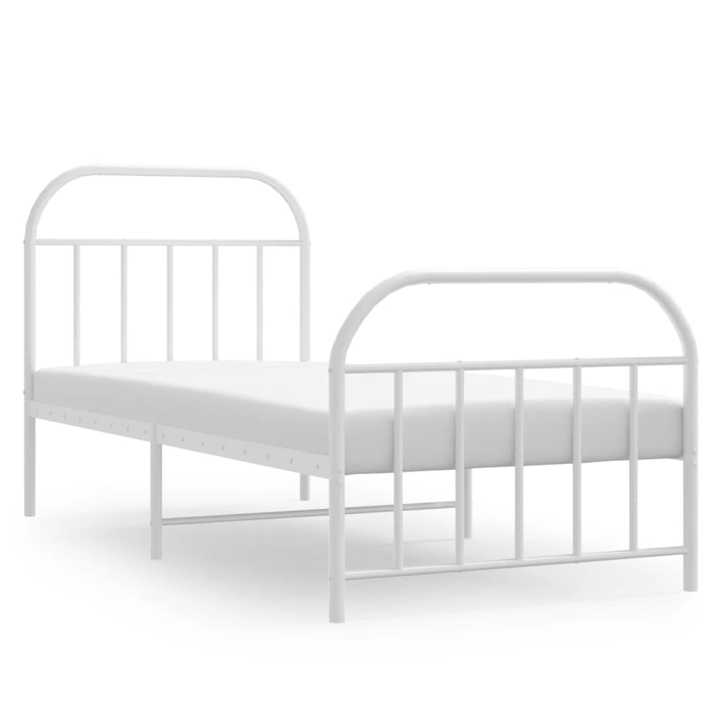 Bedframe met hoofd- en voeteneinde metaal wit 90x190 cm Bedden & bedframes | Creëer jouw Trendy Thuis | Gratis bezorgd & Retour | Trendy.nl