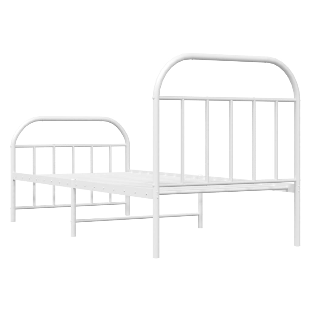 Bedframe met hoofd- en voeteneinde metaal wit 90x190 cm Bedden & bedframes | Creëer jouw Trendy Thuis | Gratis bezorgd & Retour | Trendy.nl