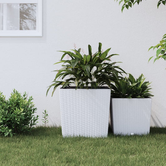 Plantenbak met uitneembare bak rattan-look 37/64 L PP wit Bloempotten & plantenbakken | Creëer jouw Trendy Thuis | Gratis bezorgd & Retour | Trendy.nl