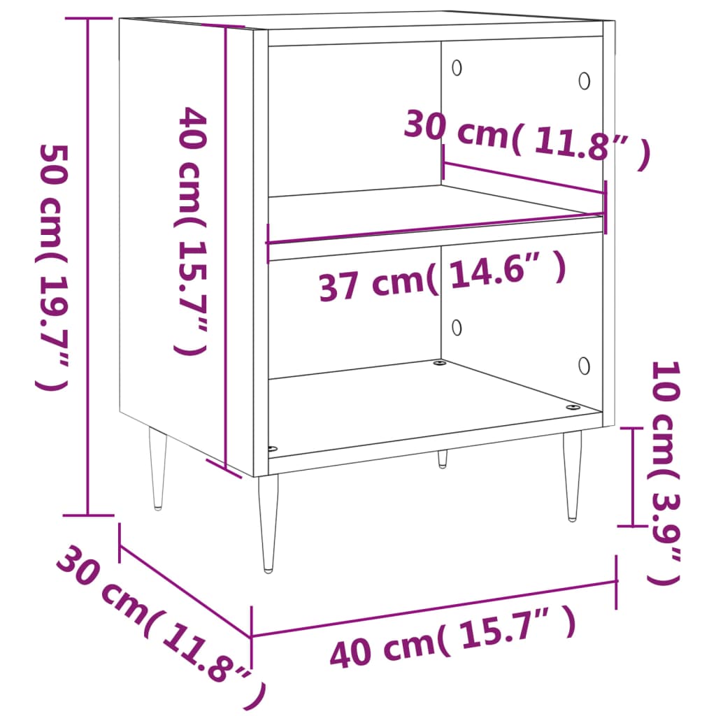 Nachtkastjes 2 st 40x30x50 cm bewerkt hout wit Nachtkastjes | Creëer jouw Trendy Thuis | Gratis bezorgd & Retour | Trendy.nl