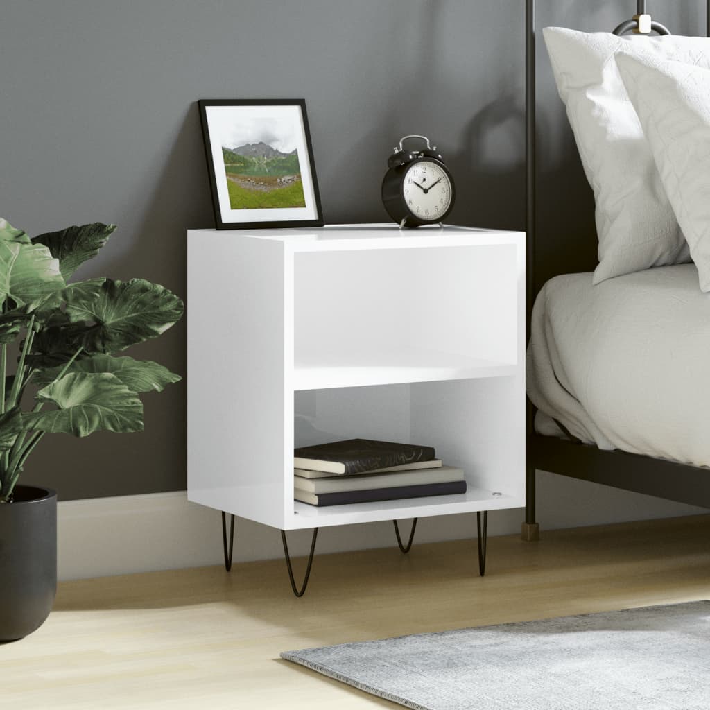 Nachtkastje 40x30x50 cm bewerkt hout hoogglans wit Nachtkastjes | Creëer jouw Trendy Thuis | Gratis bezorgd & Retour | Trendy.nl