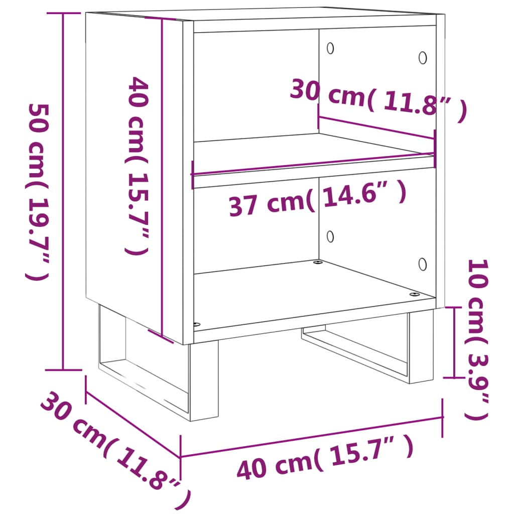 Nachtkastje 40x30x50 cm bewerkt hout wit Nachtkastjes | Creëer jouw Trendy Thuis | Gratis bezorgd & Retour | Trendy.nl