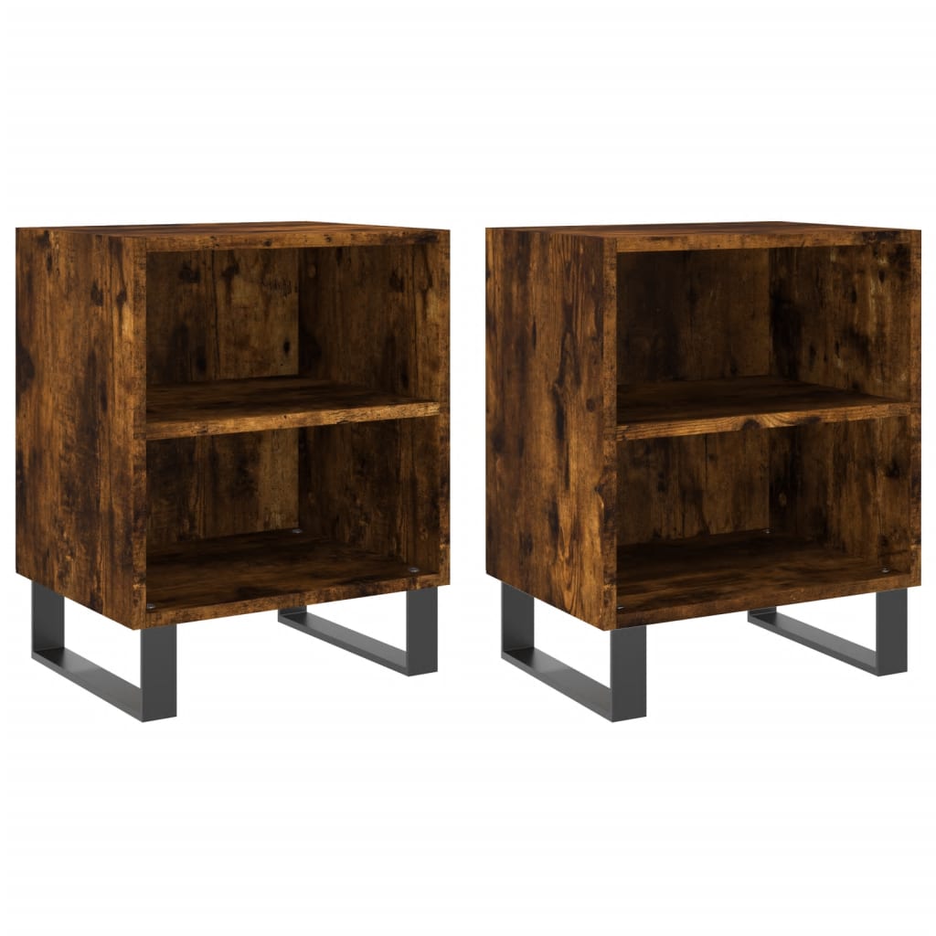 Nachtkastjes 2 st 40x30x50 cm bewerkt hout gerookt eikenkleurig Nachtkastjes | Creëer jouw Trendy Thuis | Gratis bezorgd & Retour | Trendy.nl