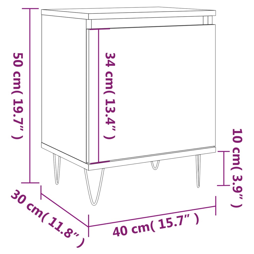 Nachtkastje 40x30x50 cm bewerkt hout betongrijs Nachtkastjes | Creëer jouw Trendy Thuis | Gratis bezorgd & Retour | Trendy.nl