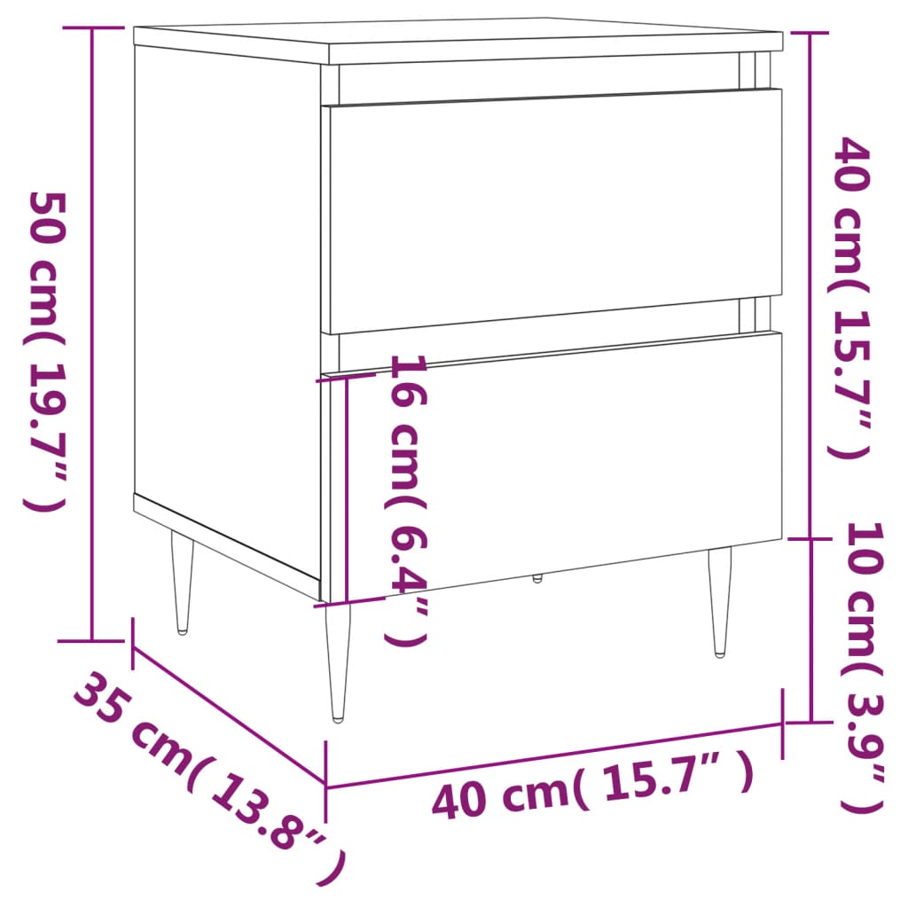 Nachtkastje 40x35x50 cm bewerkt hout sonoma eikenkleurig Nachtkastjes | Creëer jouw Trendy Thuis | Gratis bezorgd & Retour | Trendy.nl