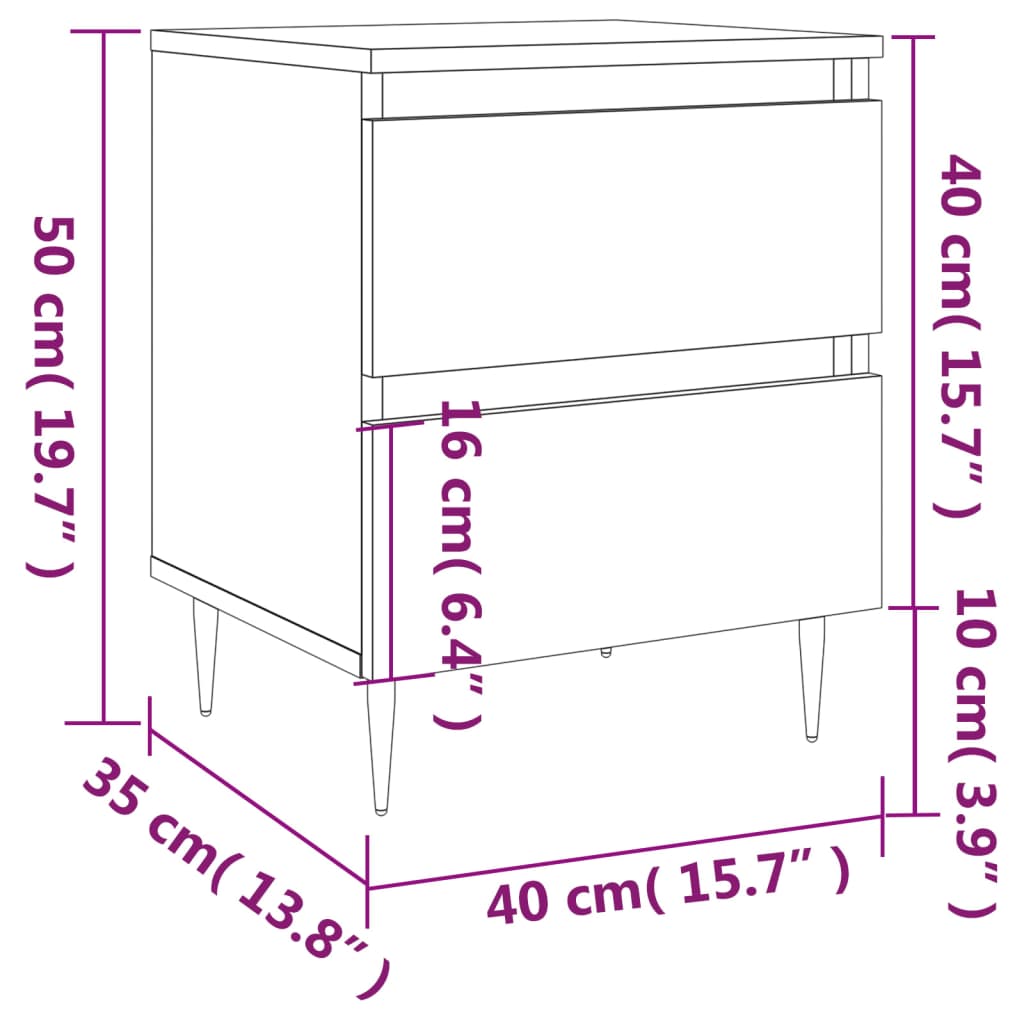 Nachtkastjes 2 st 40x35x50 cm sonoma eikenkleurig Nachtkastjes | Creëer jouw Trendy Thuis | Gratis bezorgd & Retour | Trendy.nl