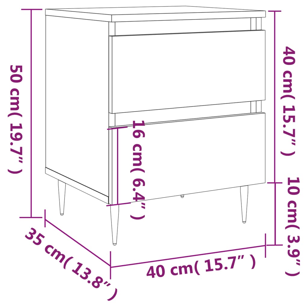 Nachtkastjes 2 st 40x35x50 cm bewerkt hout betongrijs Nachtkastjes | Creëer jouw Trendy Thuis | Gratis bezorgd & Retour | Trendy.nl