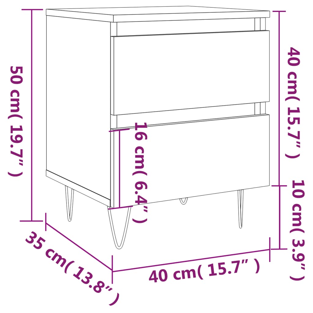 Nachtkastje 40x35x50 cm bewerkt hout wit Nachtkastjes | Creëer jouw Trendy Thuis | Gratis bezorgd & Retour | Trendy.nl