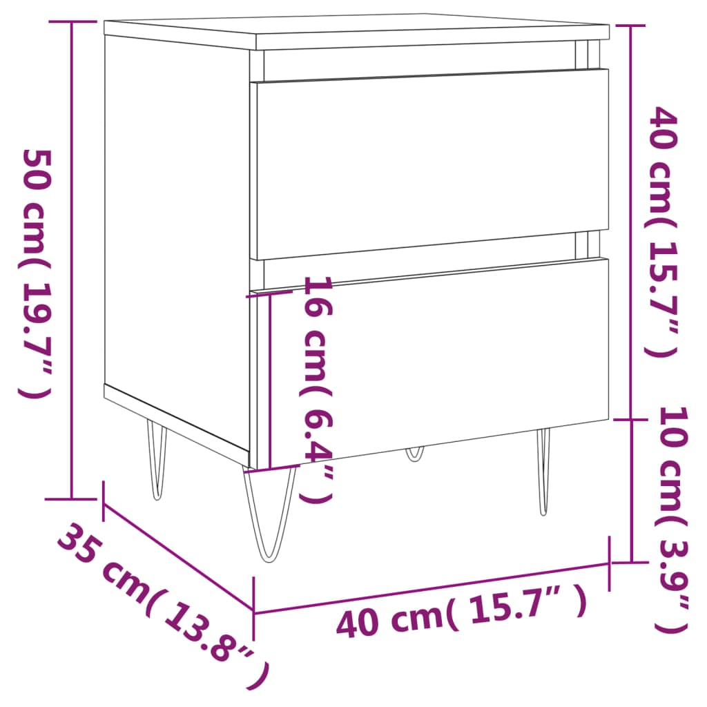 Nachtkastjes 2 st 40x35x50 cm bewerkt hout zwart Nachtkastjes | Creëer jouw Trendy Thuis | Gratis bezorgd & Retour | Trendy.nl