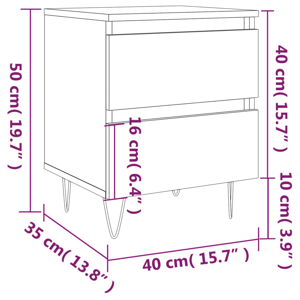 Nachtkastje 40x35x50 cm bewerkt hout betongrijs Nachtkastjes | Creëer jouw Trendy Thuis | Gratis bezorgd & Retour | Trendy.nl