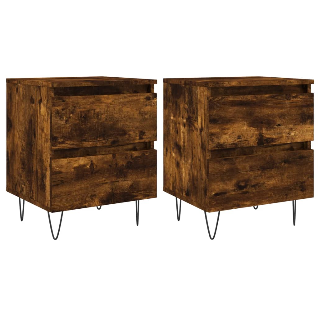 Nachtkastjes 2 st 40x35x50 cm bewerkt hout gerookt eikenkleurig Nachtkastjes | Creëer jouw Trendy Thuis | Gratis bezorgd & Retour | Trendy.nl