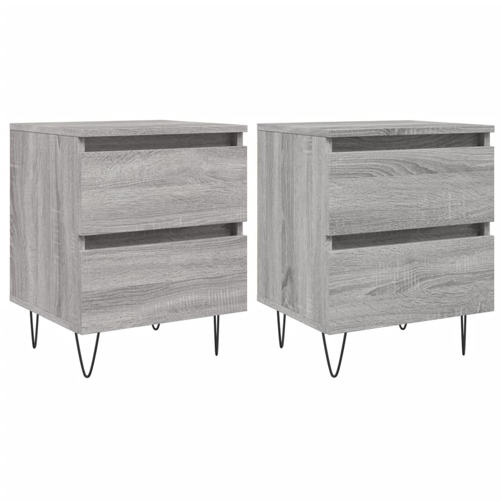 Nachtkastjes 2 st 40x35x50 cm bewerkt hout grijs sonoma eiken Nachtkastjes | Creëer jouw Trendy Thuis | Gratis bezorgd & Retour | Trendy.nl