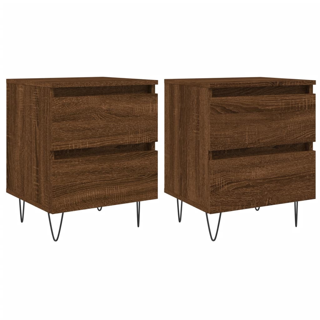 Nachtkastjes 2 st 40x35x50 cm bewerkt hout bruin eikenkleur Nachtkastjes | Creëer jouw Trendy Thuis | Gratis bezorgd & Retour | Trendy.nl