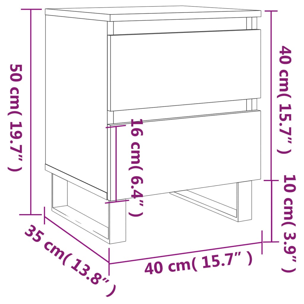 Nachtkastje 40x35x50 cm bewerkt hout wit Nachtkastjes | Creëer jouw Trendy Thuis | Gratis bezorgd & Retour | Trendy.nl