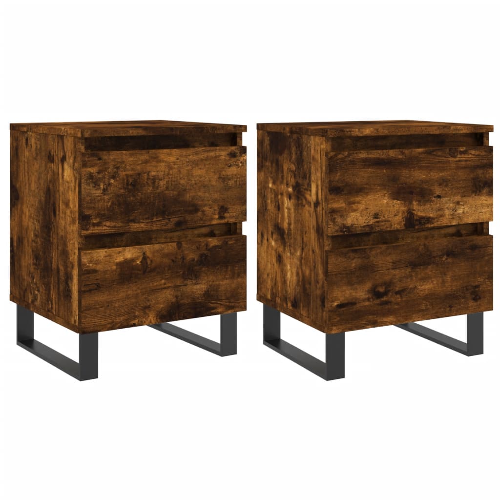 Nachtkastjes 2 st 40x35x50 cm bewerkt hout gerookt eikenkleurig Nachtkastjes | Creëer jouw Trendy Thuis | Gratis bezorgd & Retour | Trendy.nl