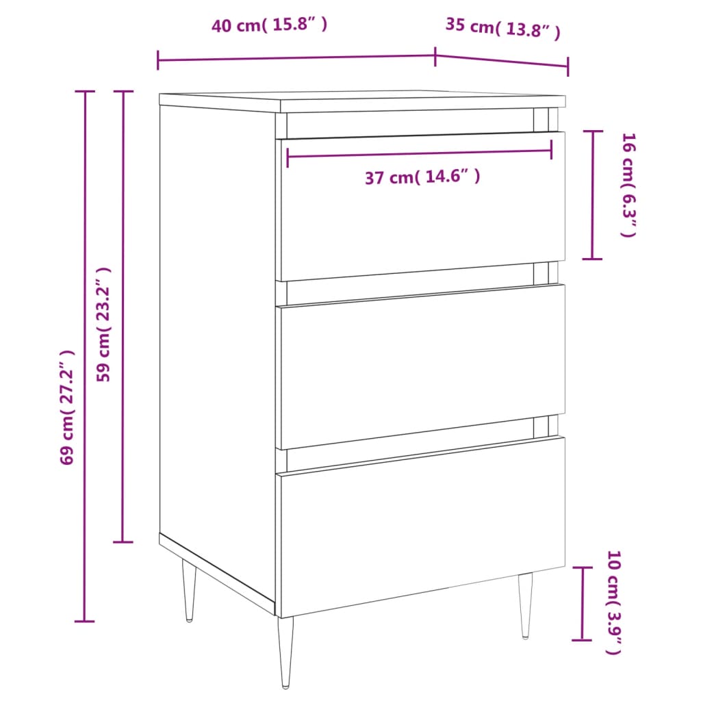 Nachtkastjes 2 st 40x35x69 cm bewerkt hout zwart Nachtkastjes | Creëer jouw Trendy Thuis | Gratis bezorgd & Retour | Trendy.nl