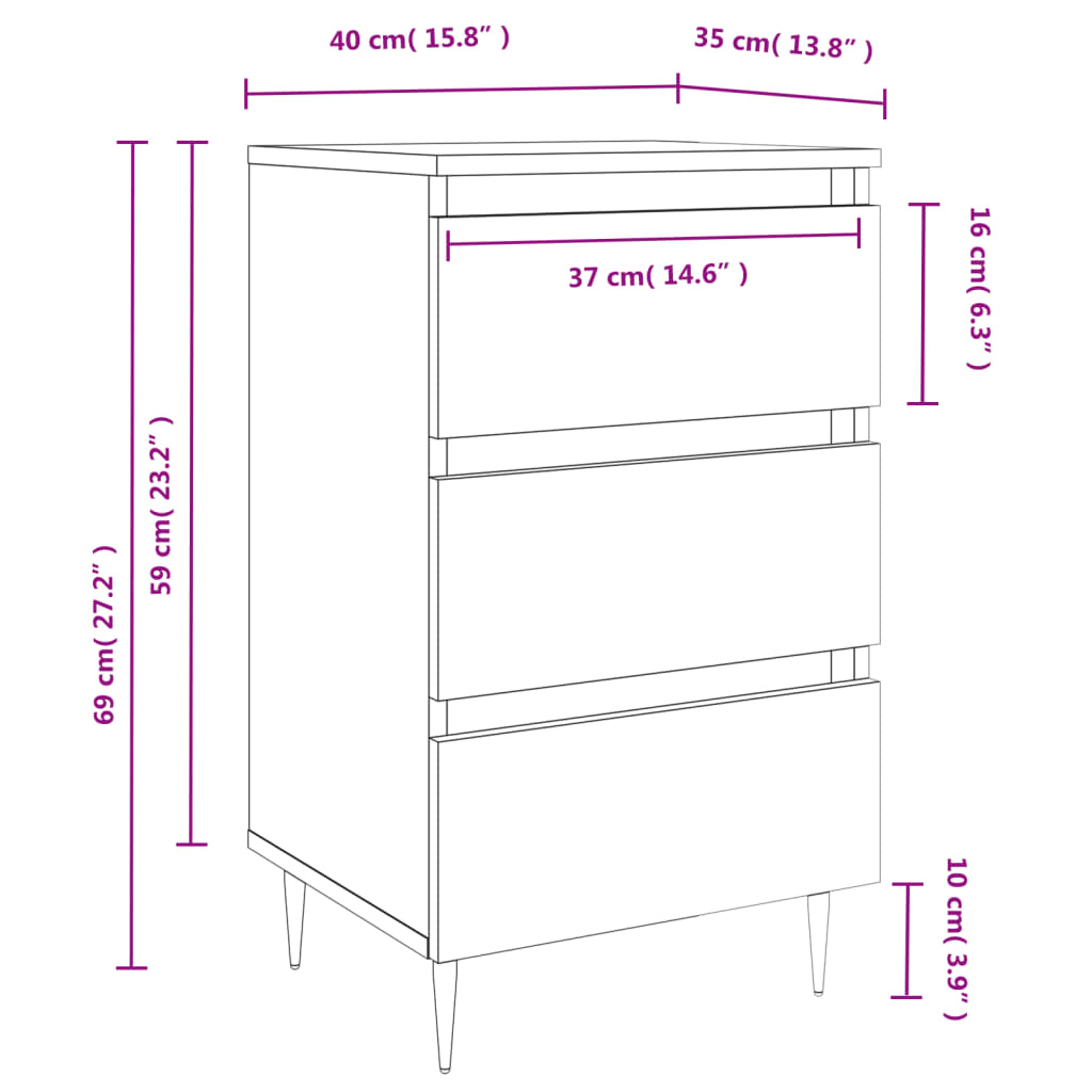 Nachtkastje 40x35x69 cm bewerkt hout betongrijs Nachtkastjes | Creëer jouw Trendy Thuis | Gratis bezorgd & Retour | Trendy.nl