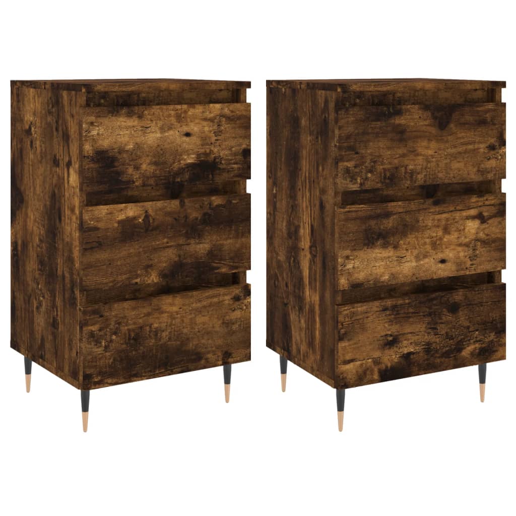 Nachtkastjes 2 st 40x35x69 cm bewerkt hout gerookt eikenkleurig Nachtkastjes | Creëer jouw Trendy Thuis | Gratis bezorgd & Retour | Trendy.nl